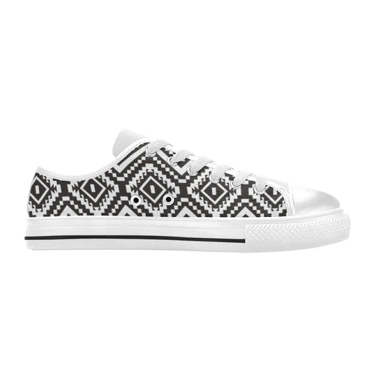 Tribal Pattern Print Design LKS303 Women's White Low Top Shoes