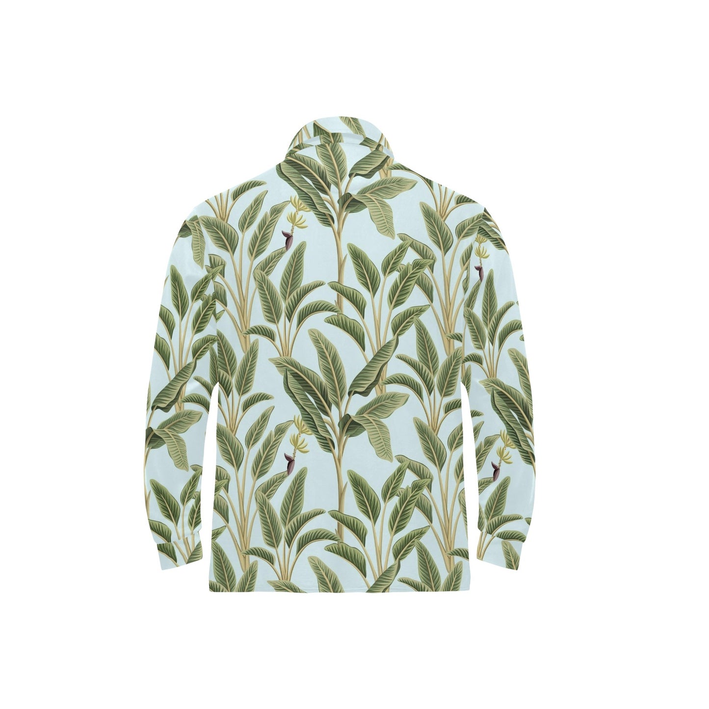Banana Leaf Pattern Print Design BL03 Long Sleeve Polo Shirt For Men's