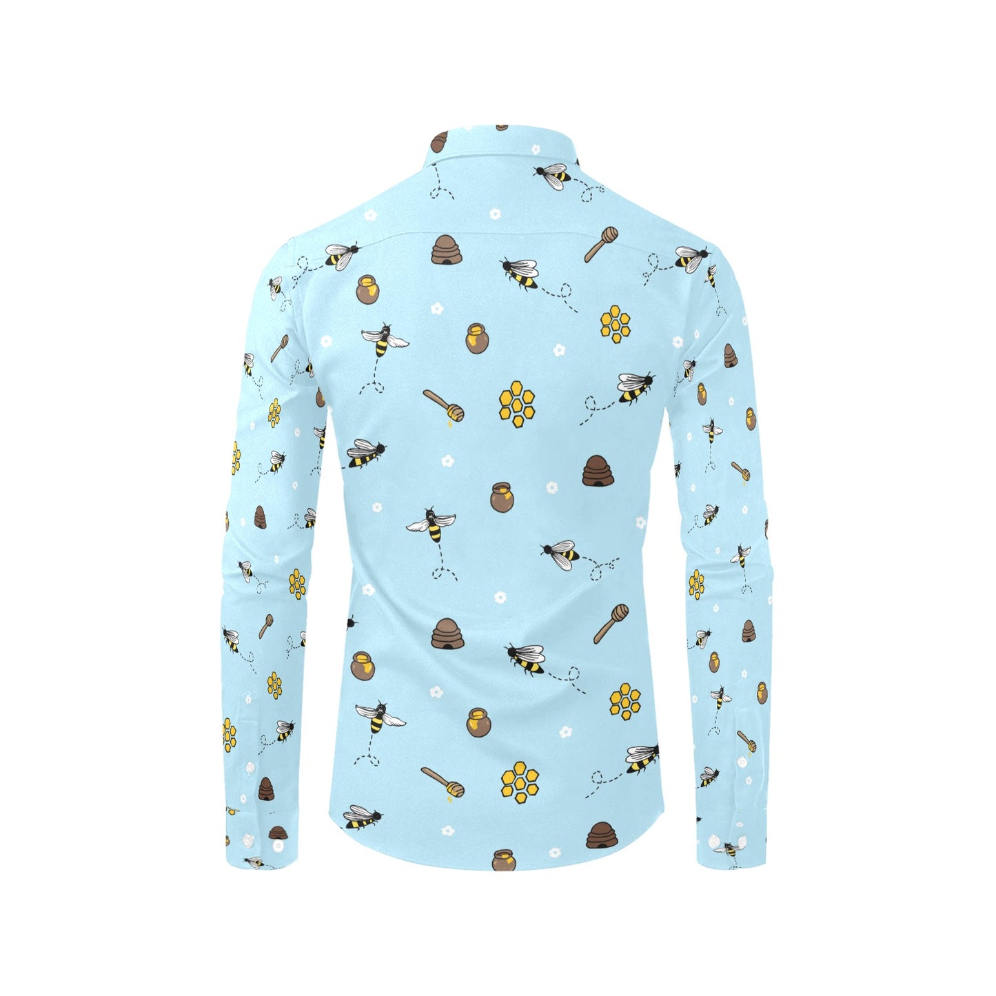 Honey Bee Print Design LKS307 Men's Long Sleeve Dress Shirt