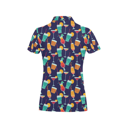 Cocktail Pattern Print Design 06 Women's Polo Shirt