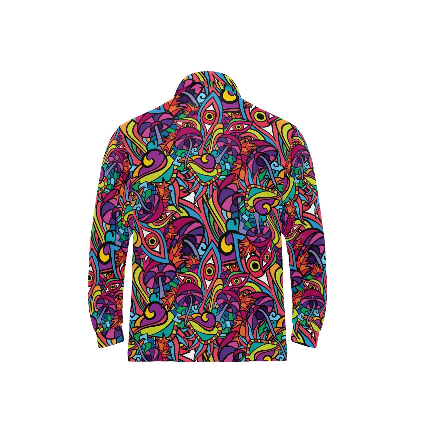 Trippy Print Design LKS302 Long Sleeve Polo Shirt For Men's