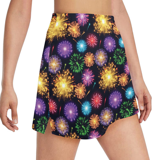 Firework Print Design LKS305 17" Golf & Pickleball Skort with Pockets