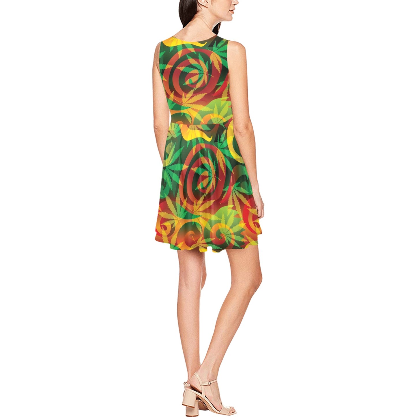 Rastafarian Pattern Print Design A01 Sleeveless Dress