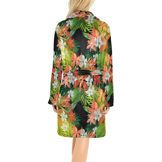 Amaryllis Pattern Print Design AL07 Women's Fleece Robe