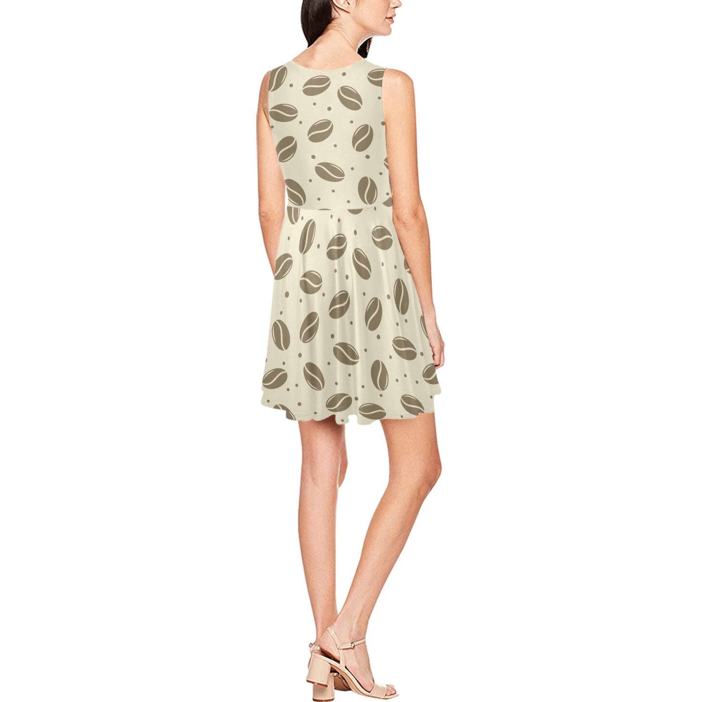 Coffee Pattern Print Design 02 Sleeveless Dress