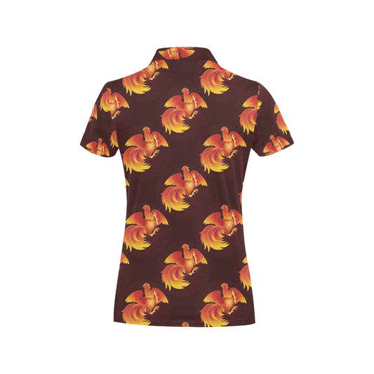 Rooster Pattern Print Design A04 Women's Polo Shirt