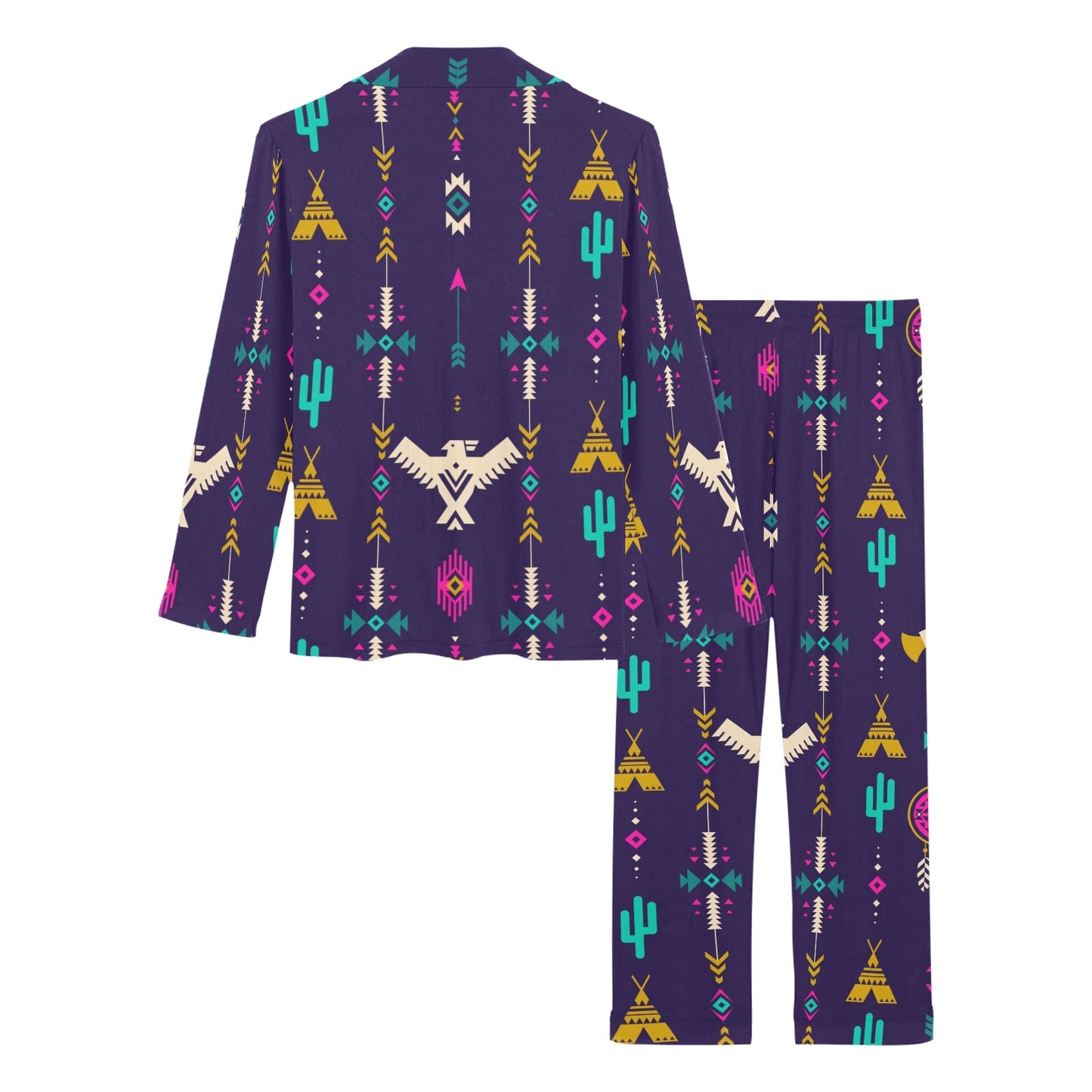 Native American Eagle Indian Pattern Women's Long Pajama Set