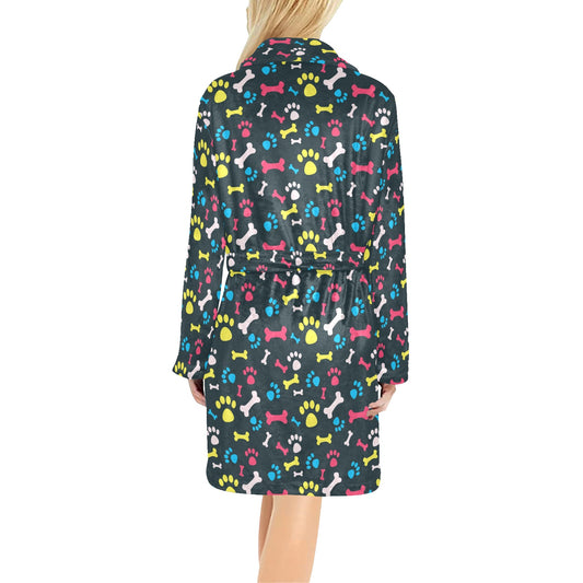 Paw Design Print Women's Fleece Robe
