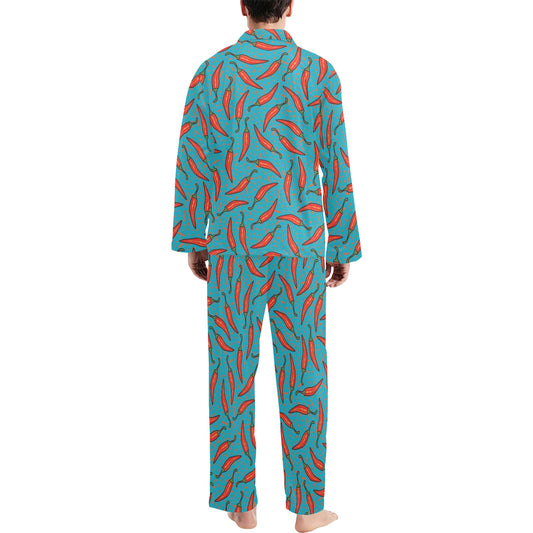 Chilli Pepper Pattern Print Design 05 Men's Long Pajama Set