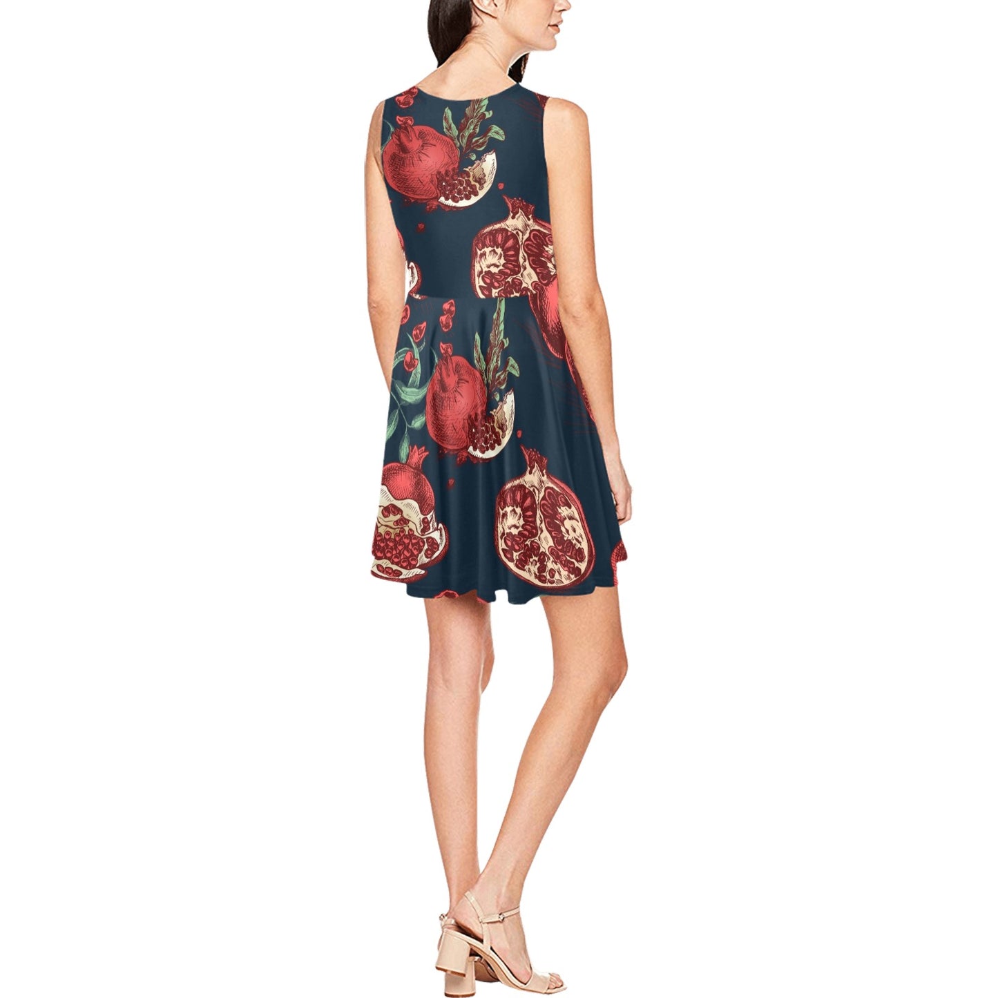 Pomegranate Pattern Print Design PG04 Sleeveless Dress