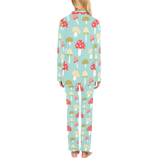 Mushroom Pattern Print Design A01 Women's Long Pajama Set