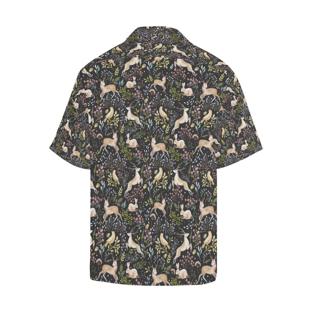 Deer Floral Jungle Men Aloha Hawaiian Shirt