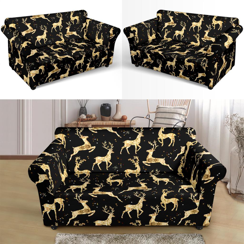 Deer Gold Pattern Loveseat Slipcover-JTAMIGO.COM