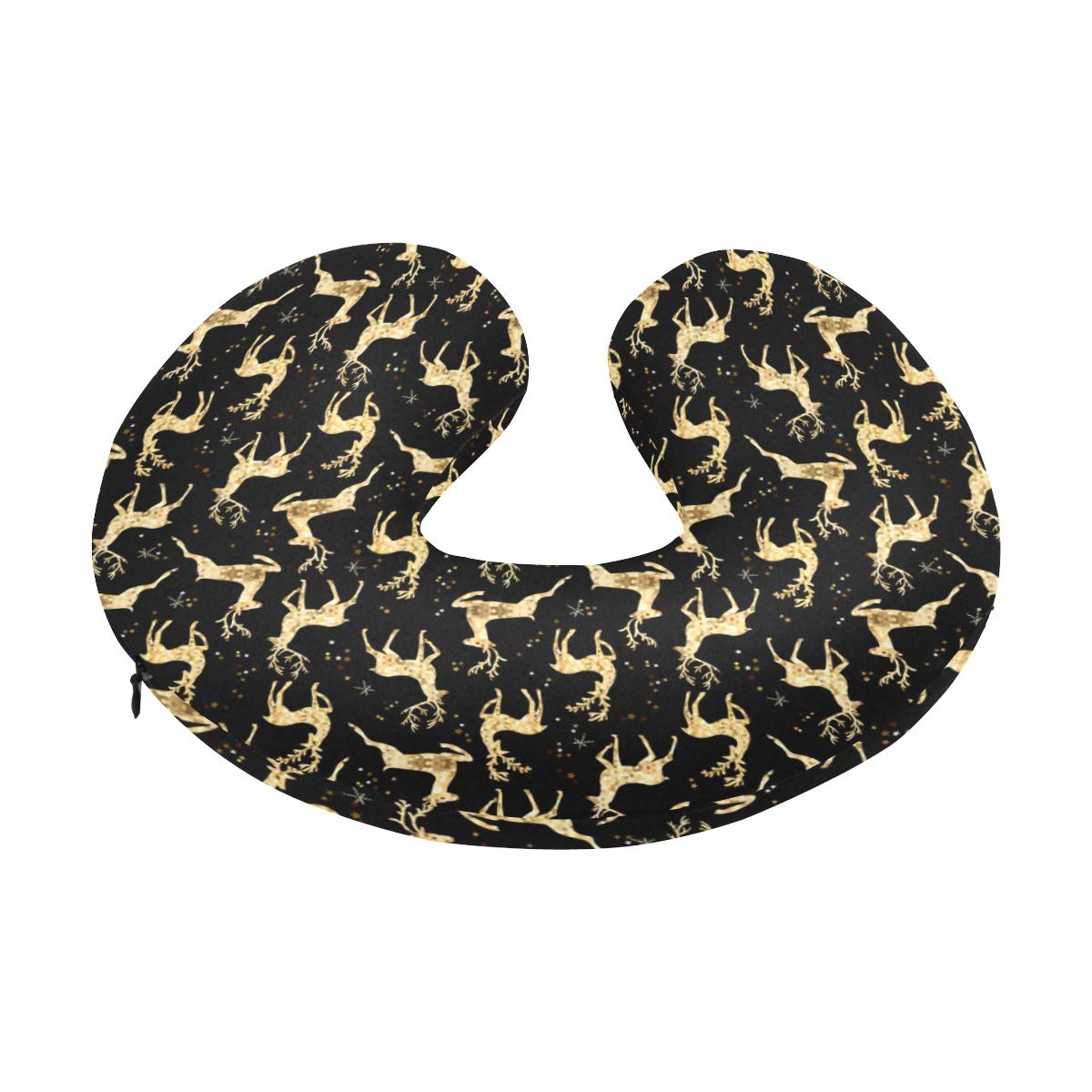Deer Gold Pattern U-Shaped Travel Neck Pillow-JTAMIGO.COM