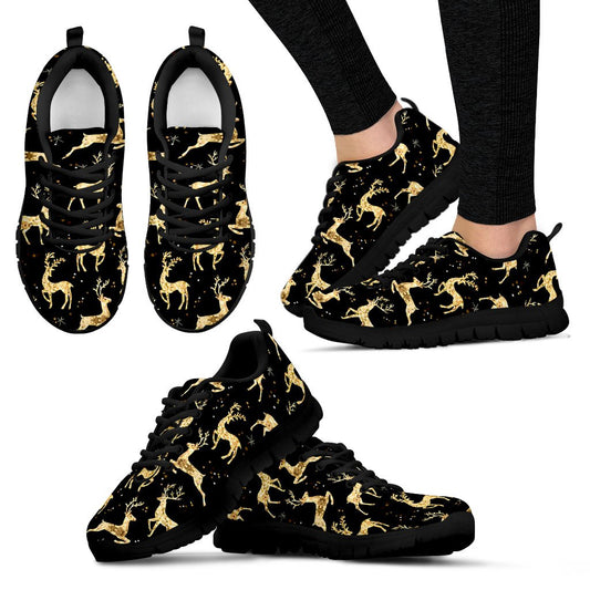 Deer Gold Pattern Women Sneakers Shoes
