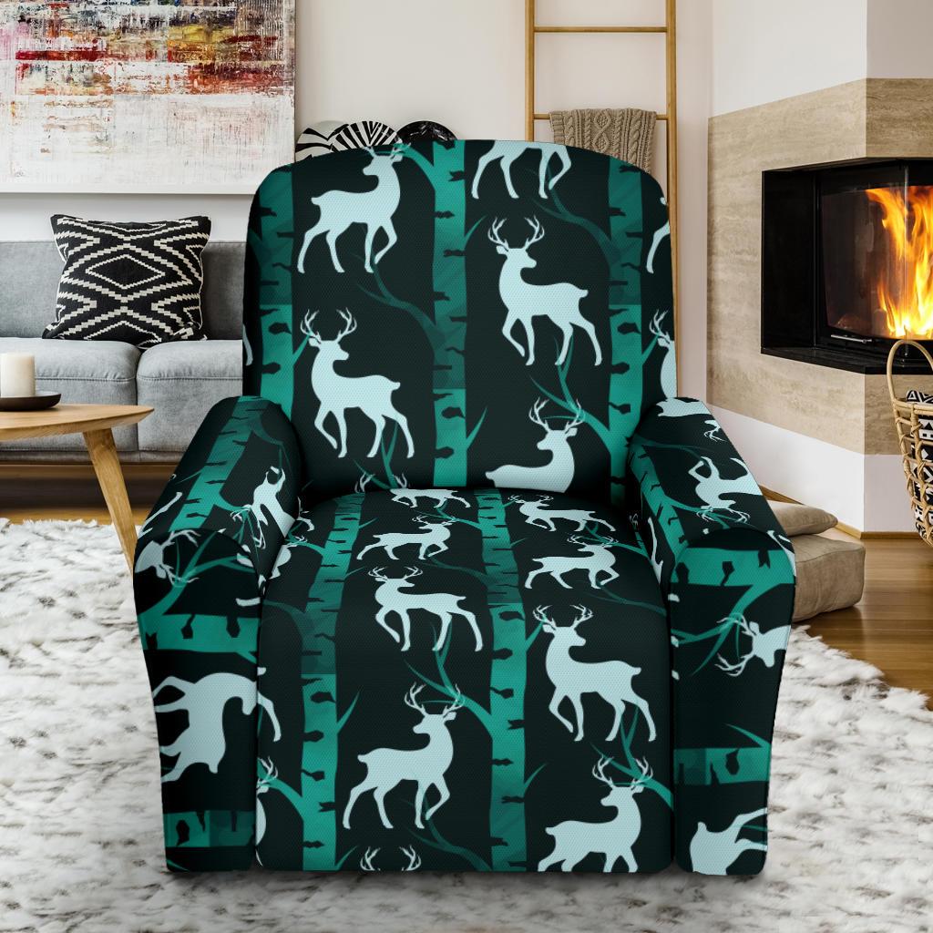 Deer Jungle Print Pattern Single Sofa Slipcover -JTAMIGO.COM