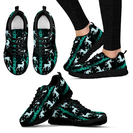 Deer Jungle Print Pattern Women Sneakers Shoes