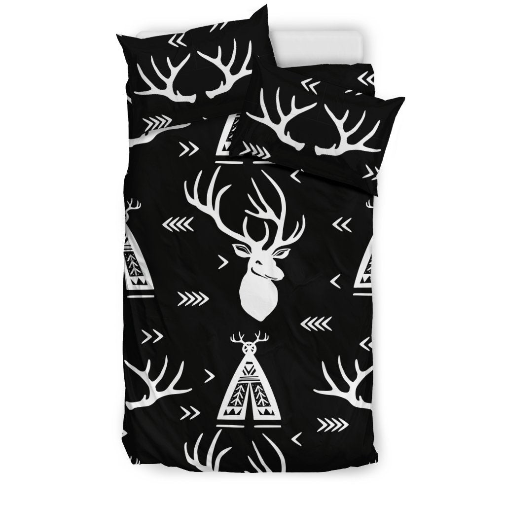 Deer Native Indian Print Pattern Duvet Cover Bedding Set