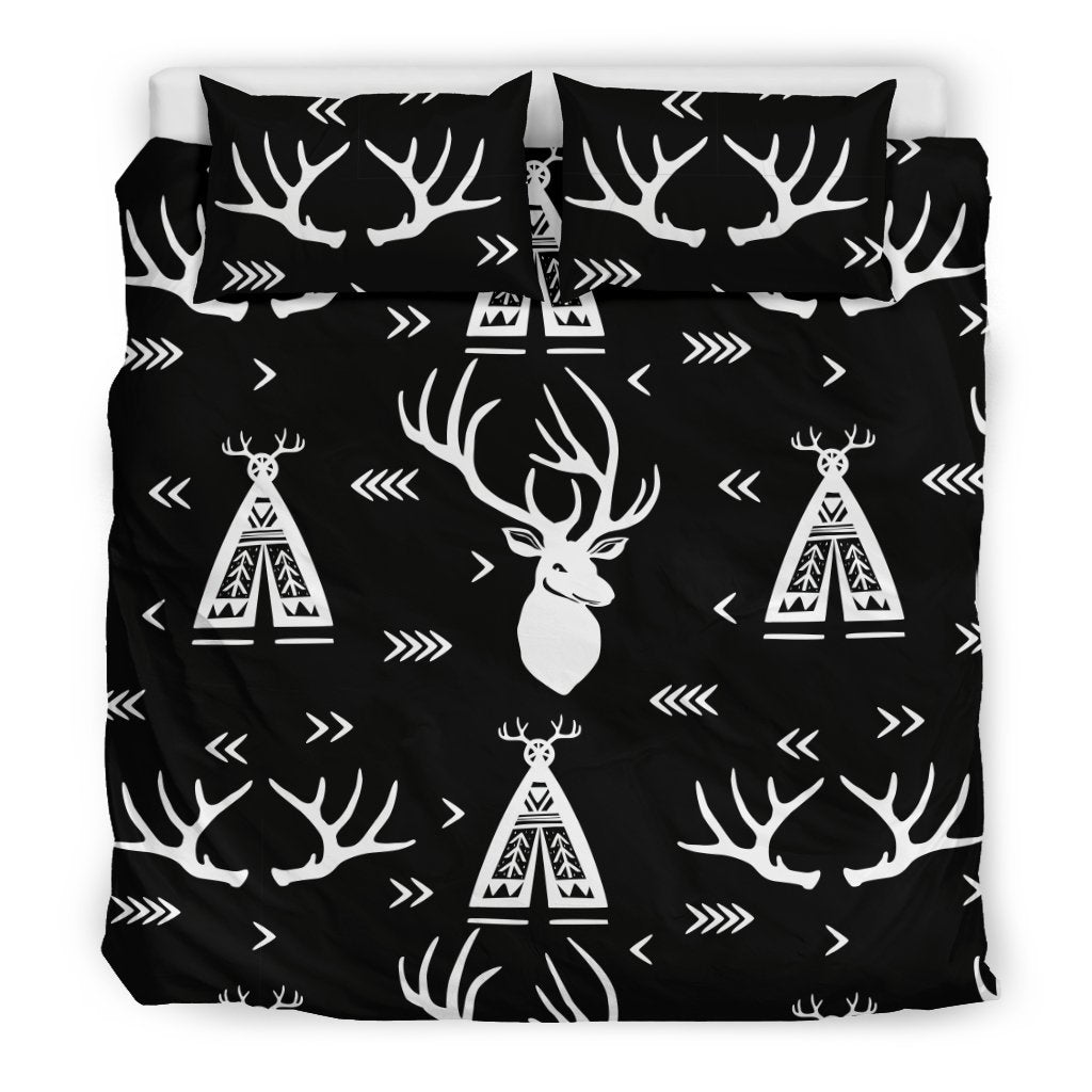 Deer Native Indian Print Pattern Duvet Cover Bedding Set