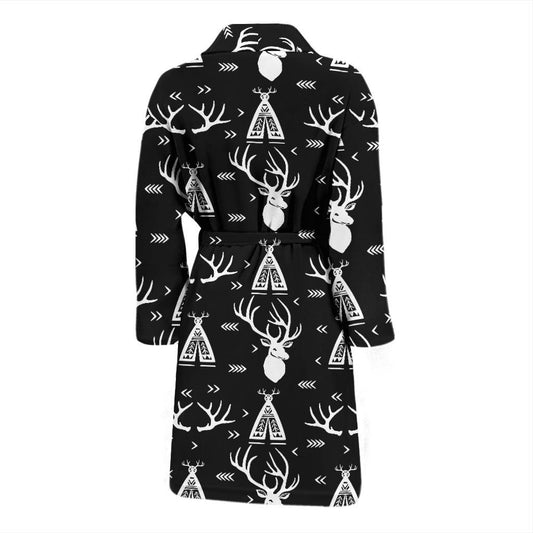 Deer Native Indian Print Pattern Men Bath Robe-JTAMIGO.COM