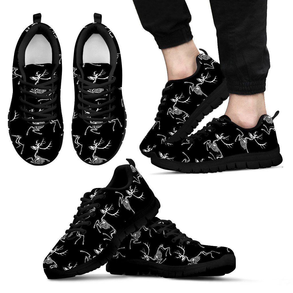 Deer Skeleton Print Pattern Men Sneakers Shoes