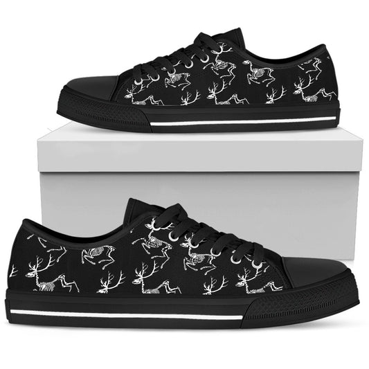 Deer Skeleton Print Pattern Women Low Top Shoes