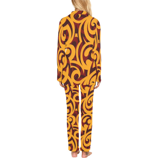Maori Pattern Print Design 02 Women's Long Pajama Set