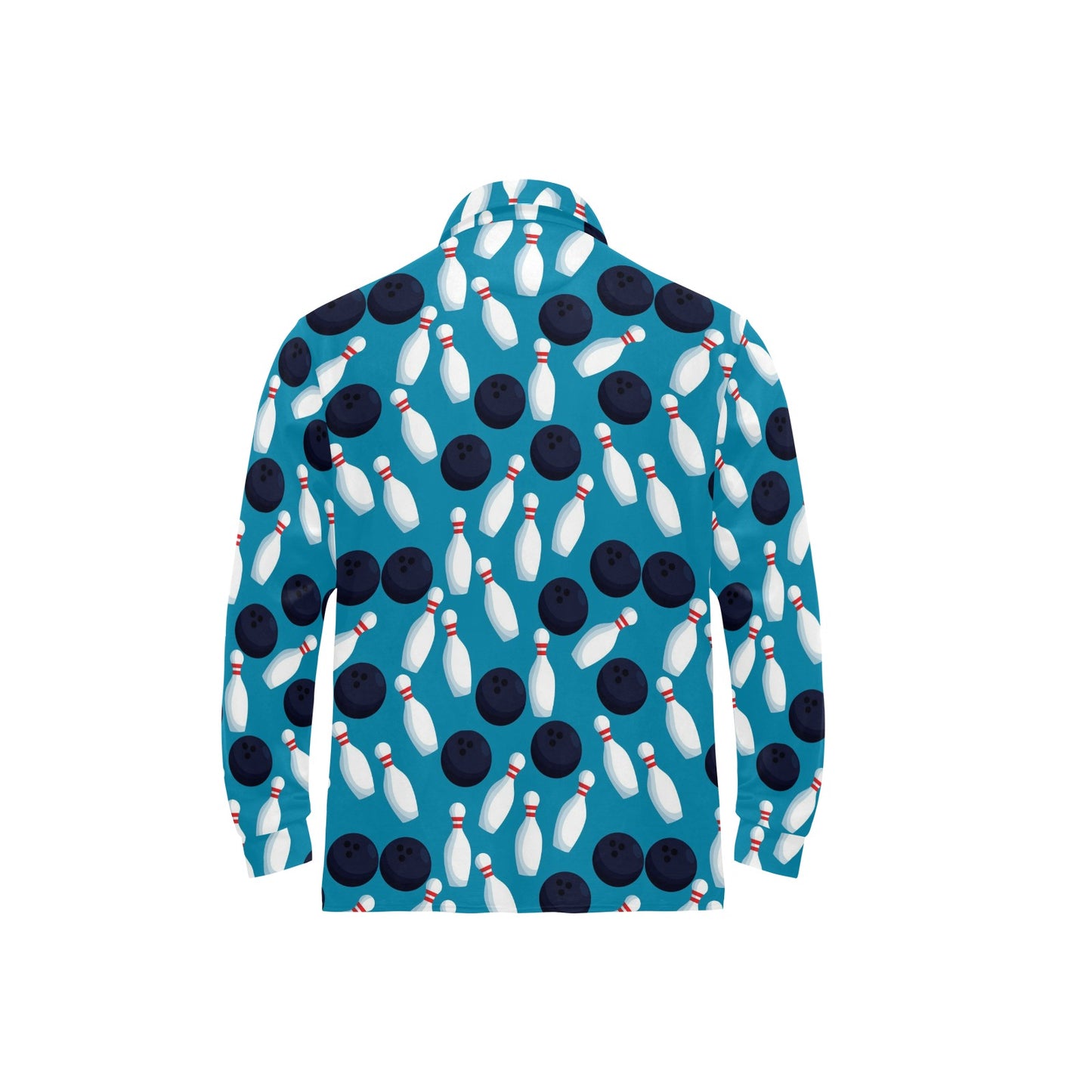 Bowling Pin Pattern Print Design 010 Long Sleeve Polo Shirt For Men's