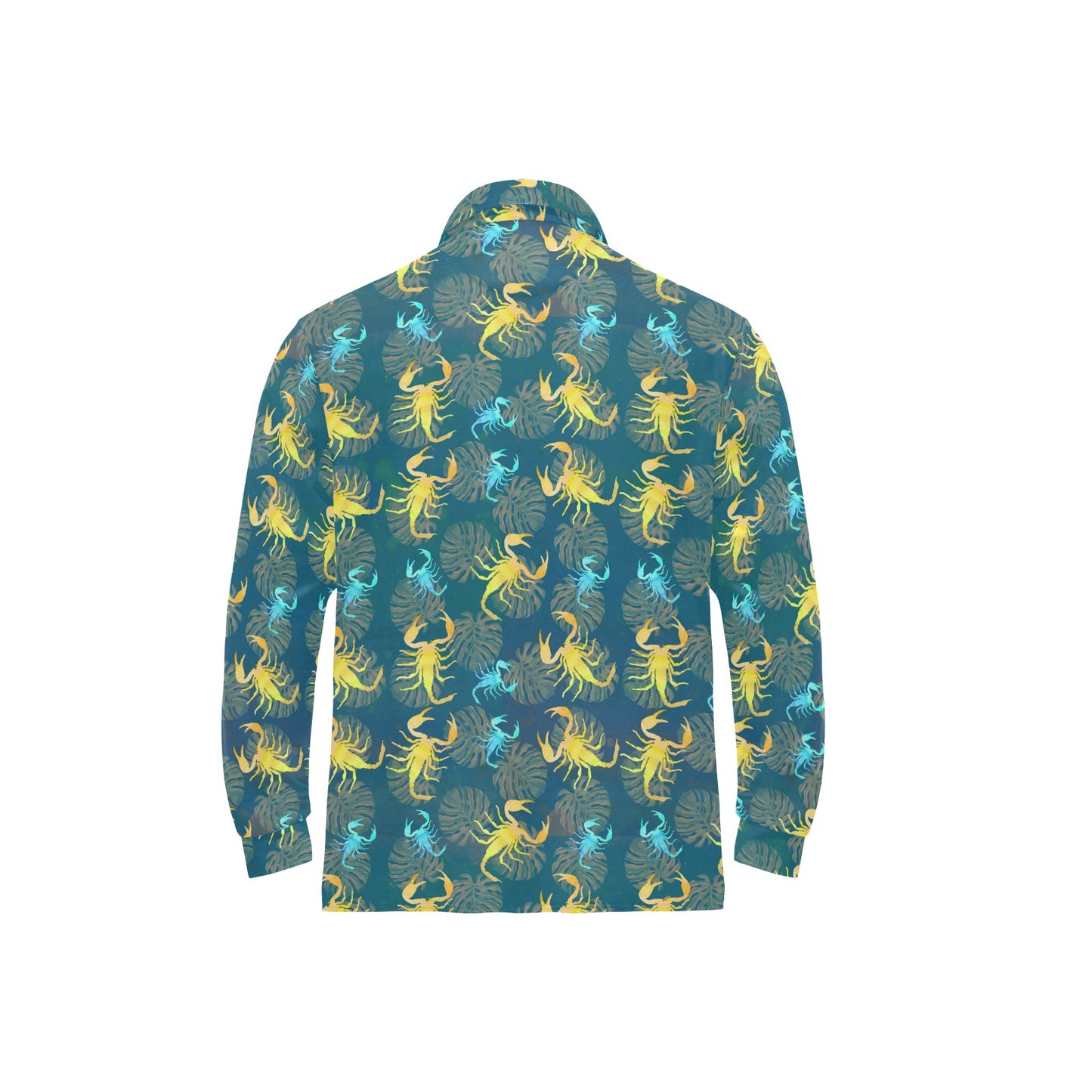 Scorpion Pattern Print Design 02 Long Sleeve Polo Shirt For Men's