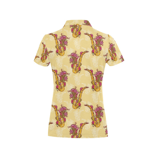 Saxophone Pattern Print Design 04 Women's Polo Shirt
