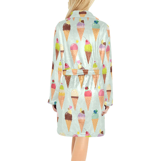 Ice Cream Pattern Print Design 03 Women's Fleece Robe