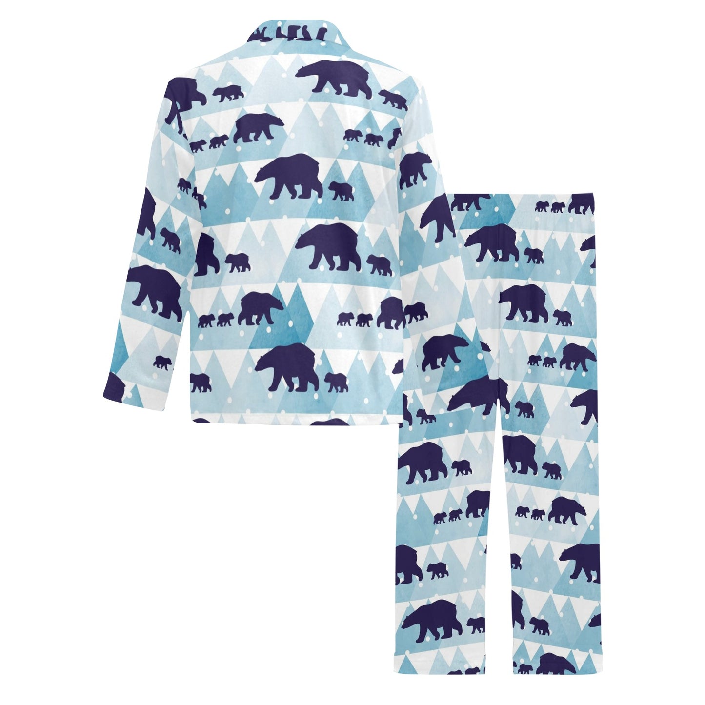 Bear Pattern Print Design BE01 Men's Long Pajama Set