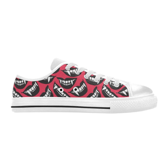 Vampire Lips Print Design LKS305 Women's White Low Top Shoes