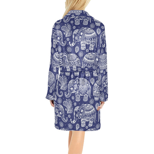 White Elephant Mandala Women's Fleece Robe