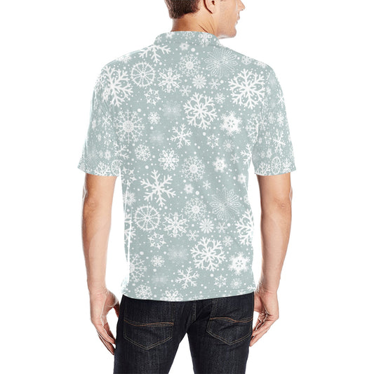 Snowflake Print Design LKS303 Men Polo Shirt