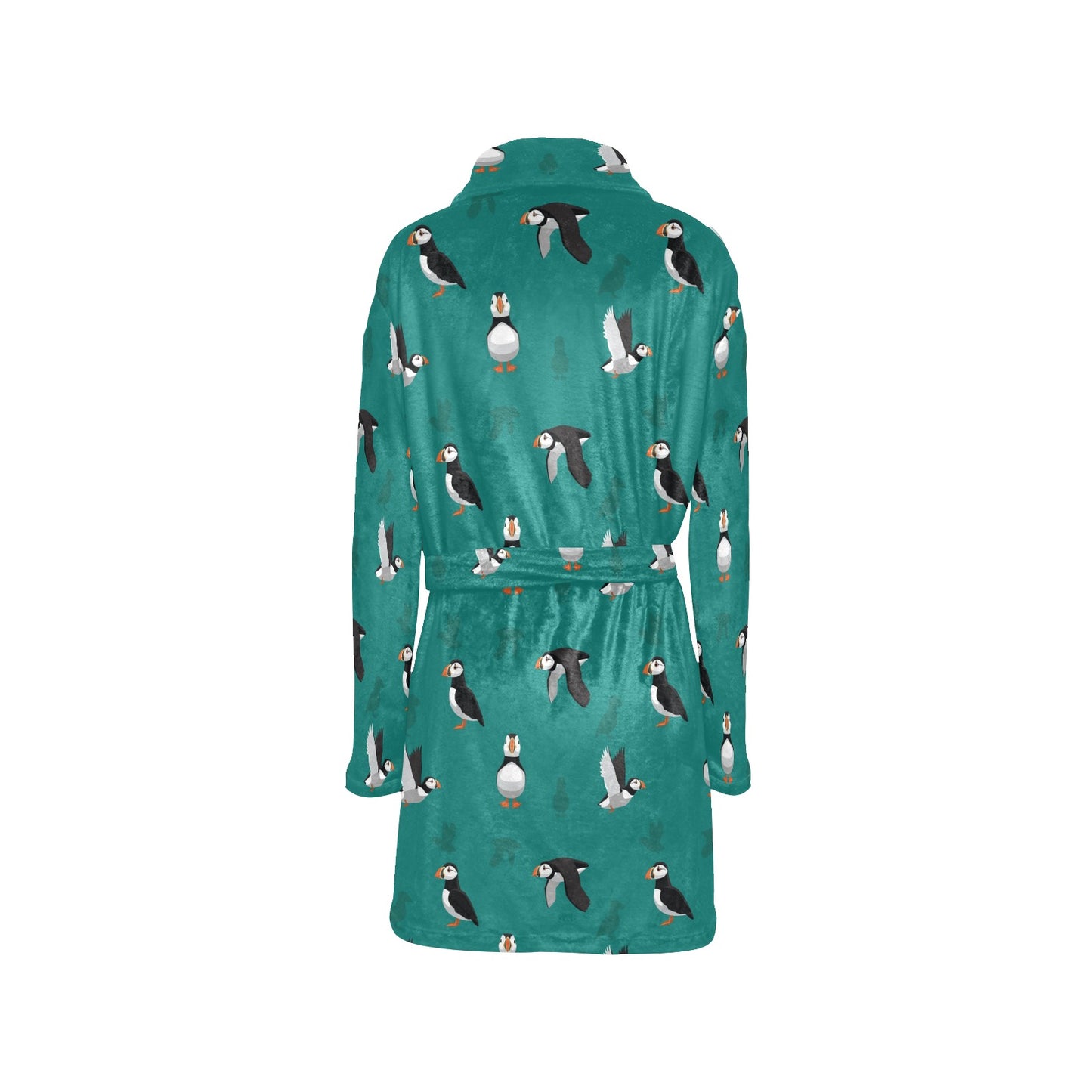 Puffin Pattern Print Design A02 Women's Fleece Robe