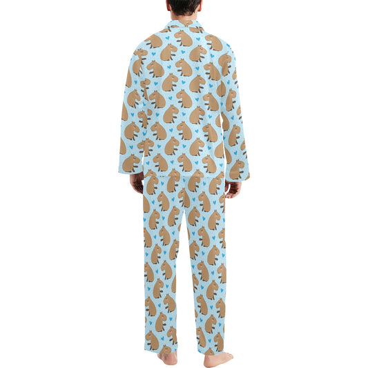 Capybara Pattern Print Design 01 Men's Long Pajama Set