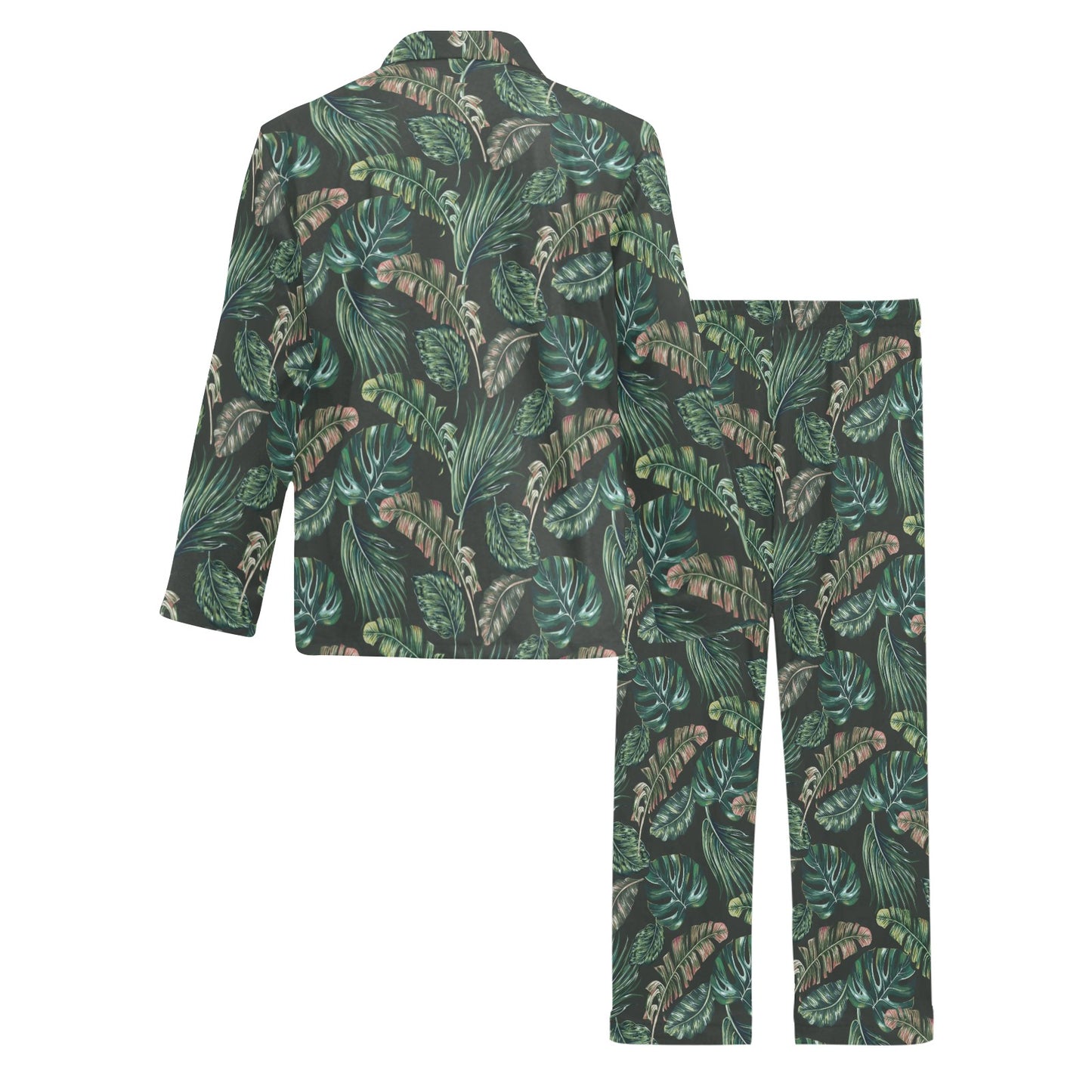 Banana Leaf Pattern Print Design 05 Men's Long Pajama Set