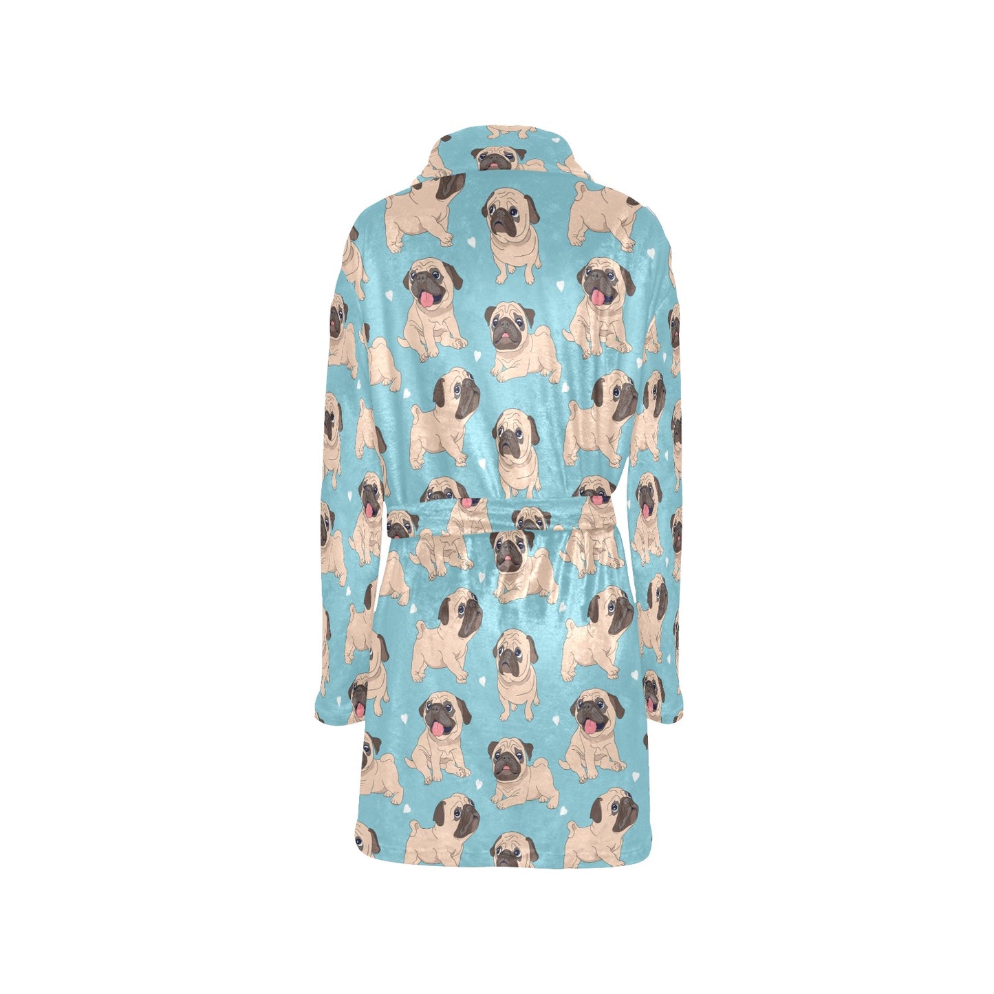 Pug Pattern Print Design A03 Women's Fleece Robe