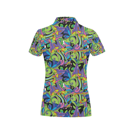 Psychedelic Trippy Mushroom Themed Women's Polo Shirt