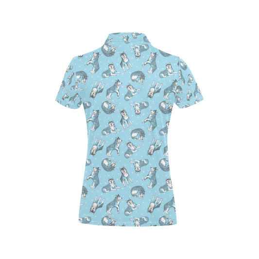 Wolf Design Print Pattern Women's Polo Shirt