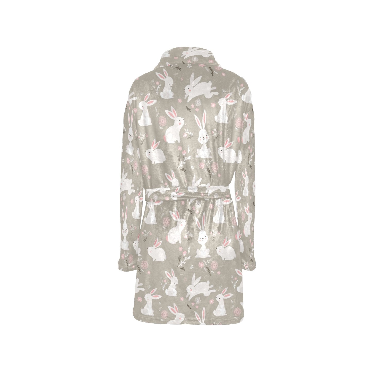 Rabbit Pattern Print Design RB03 Women's Fleece Robe