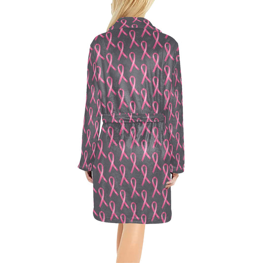 Breast Cancer Awareness Pattern Women's Fleece Robe