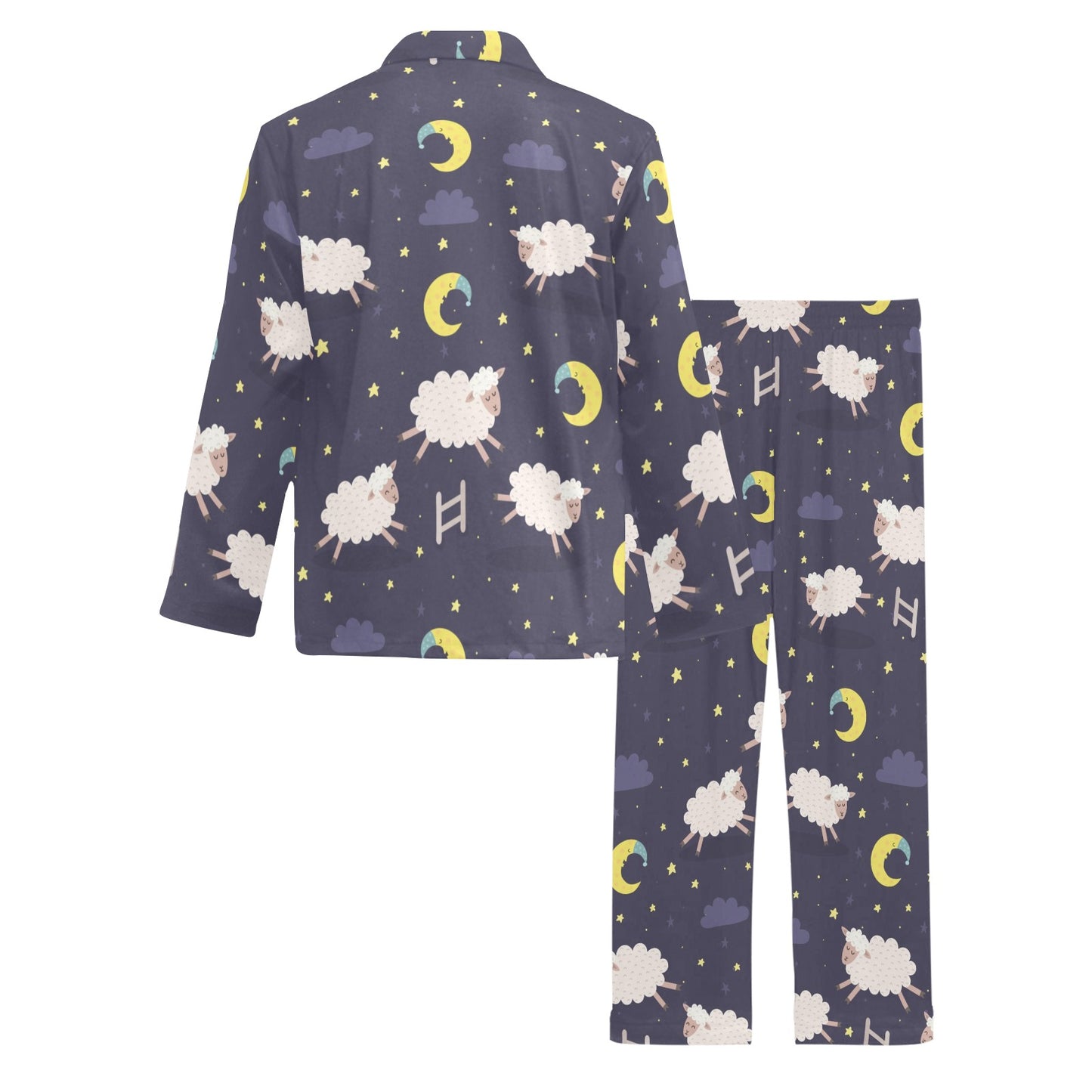 Sheep Night Pattern Print Design 02 Men's Long Pajama Set