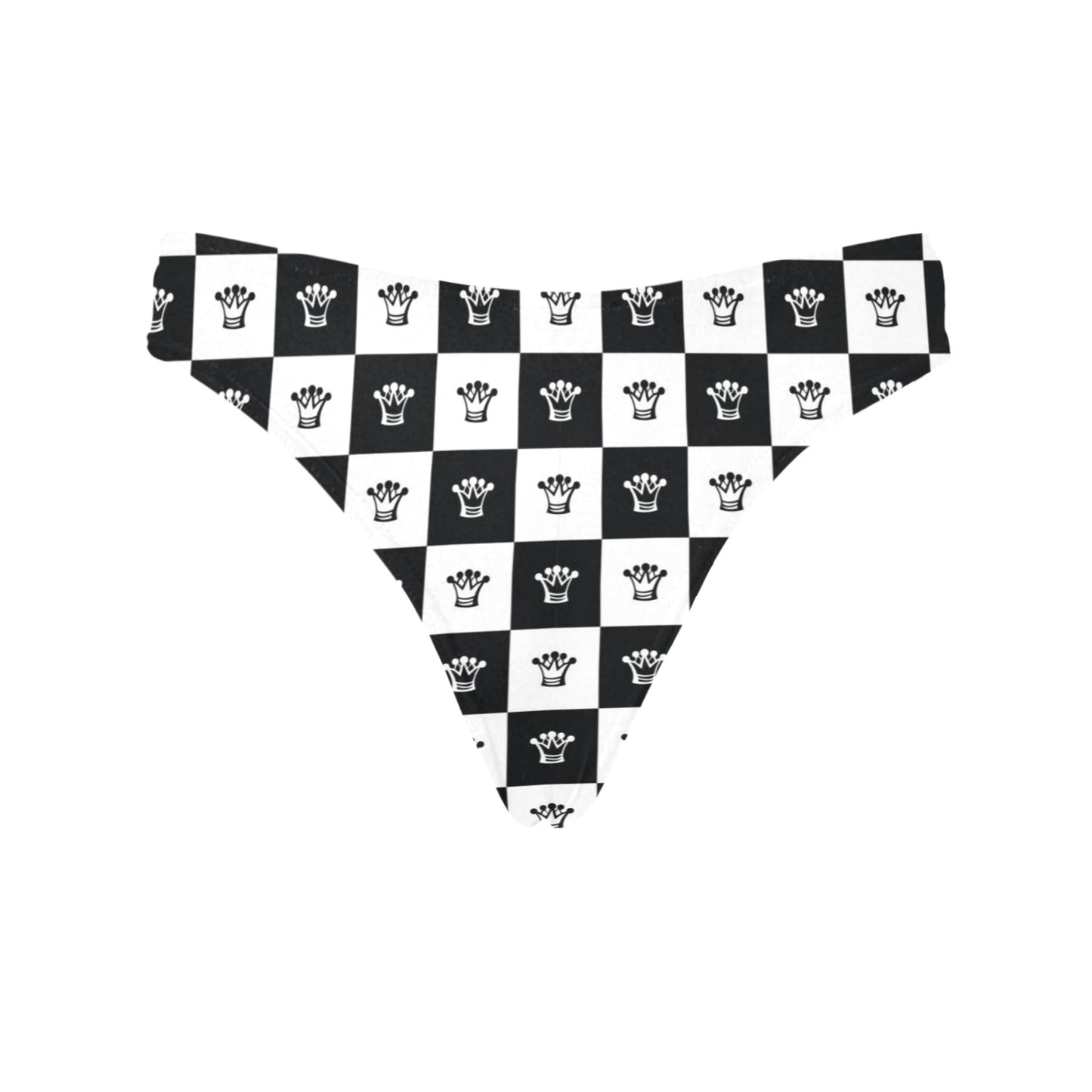 Checkered Flag Crown Pattern Women's Thongs