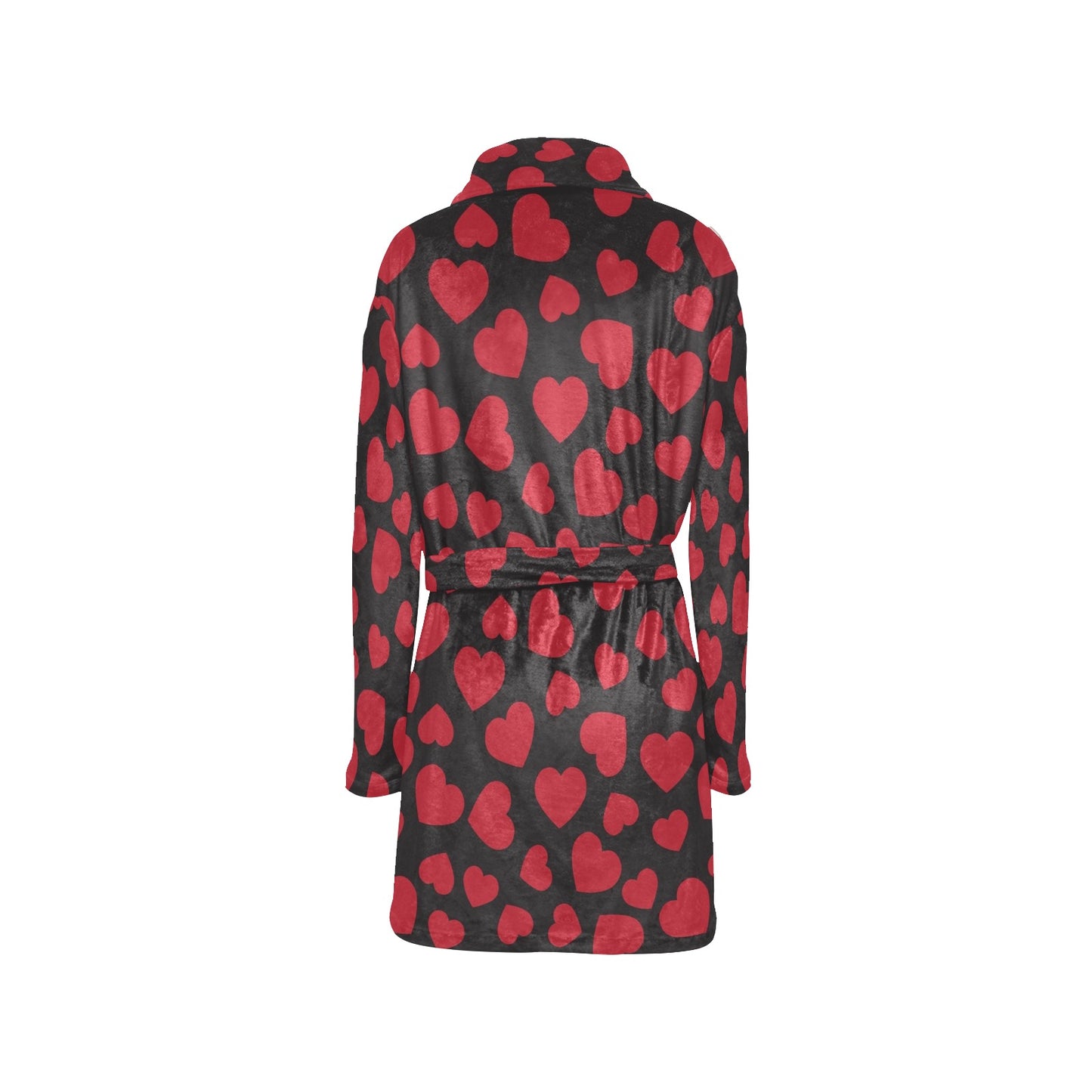 Heart Red Pattern Print Design HE01 Women's Fleece Robe