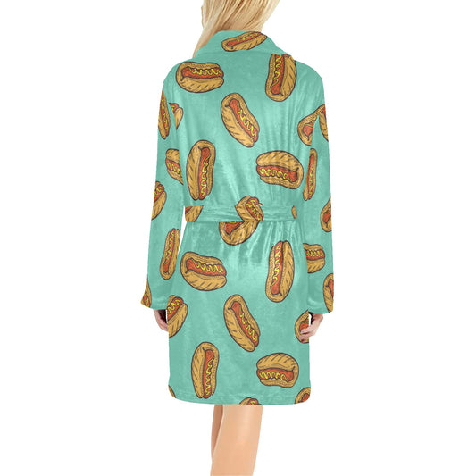 Hot Dog Pattern Print Design 04 Women's Fleece Robe