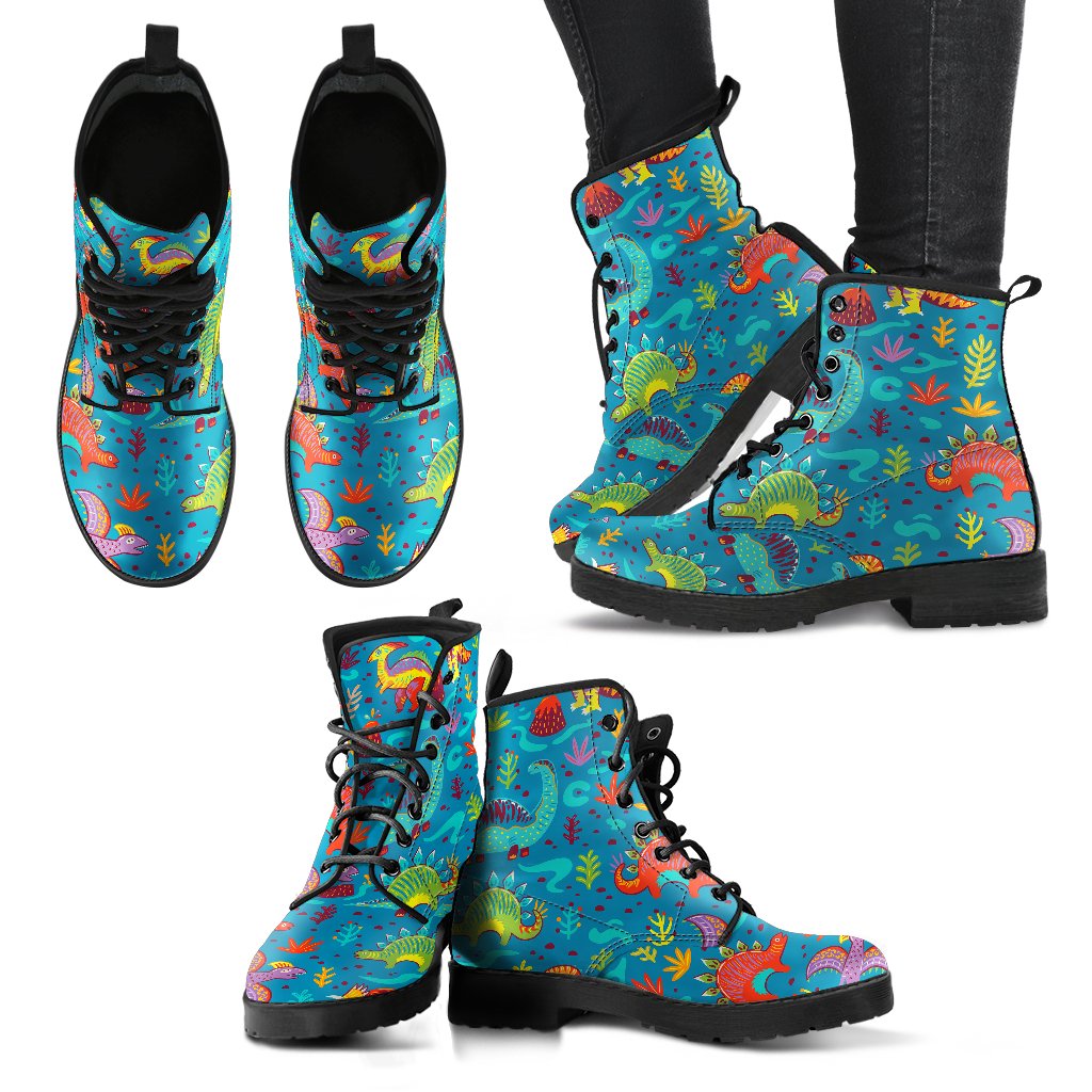 Dinosaur Cartoon Style Women Leather Boots-JTAMIGO.COM