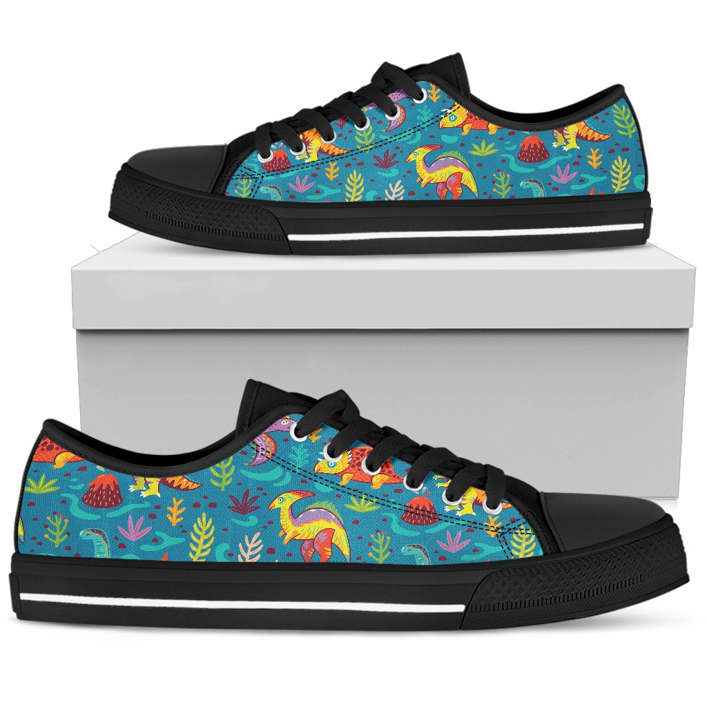 Dinosaur Cartoon Style Women Low Top Shoes