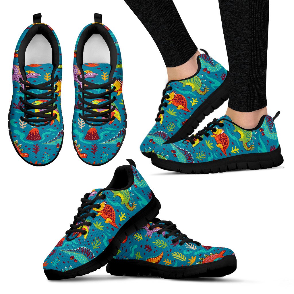 Dinosaur Cartoon Style Women Sneakers Shoes